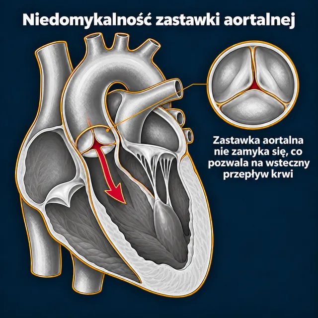 Niedomykalność zastawki aortalnej: wsteczny przepływ krwi z aorty do lewej komory